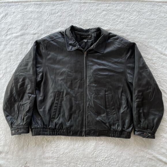 🔥Vintage Croft & Barrow Soft Leather Bomber Jacket Classic Biker Mens Size XXL - Picture 1 of 16
